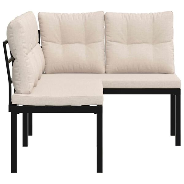 vidaXL Garden Benches 2 pcs with Cushions Black Powder-coated Steel