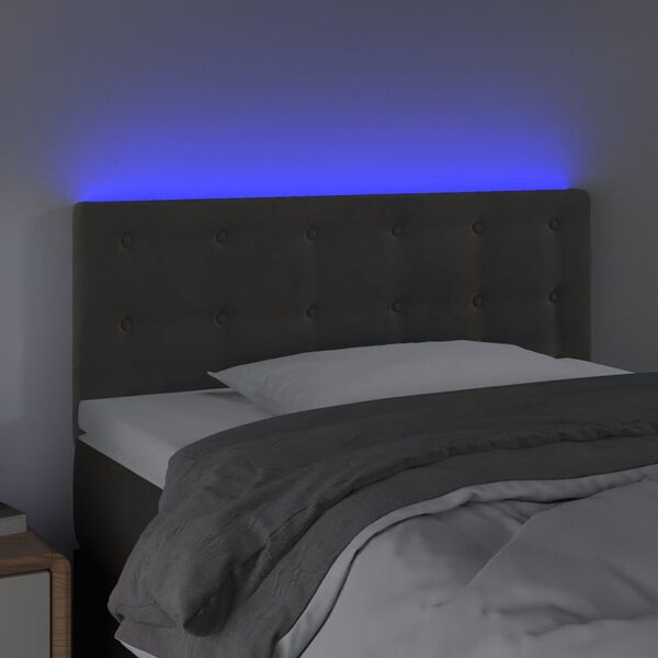 vidaXL LED Headboard Dark Grey 100 cm Velvet