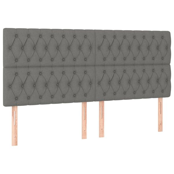 vidaXL LED Headboard Dark Grey 200 cm Fabric