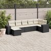 vidaXL 7 Piece Garden Sofa Set with Cushions Black Poly Rattan