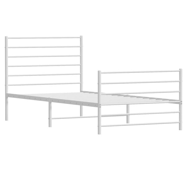 vidaXL Metal Bed Frame without Mattress with Footboard White 107x203cm