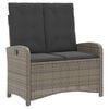 vidaXL Reclining Garden Bench with Cushions Grey Poly Rattan