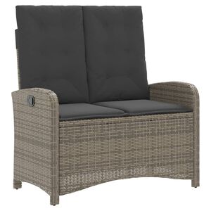 vidaXL Reclining Garden Bench with Cushions Grey Poly Rattan