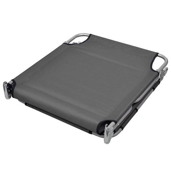 vidaXL Foldable Sunlounger with Head Cushion Adjustable Backrest Grey