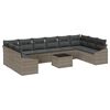 vidaXL Sofa Set with Cushion 11 pcs Grey Poly Rattan