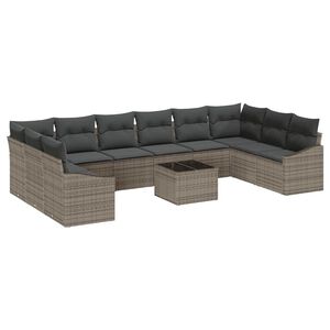 vidaXL Sofa Set 11 pcs Grey [Synthetic]: Poly Rattan