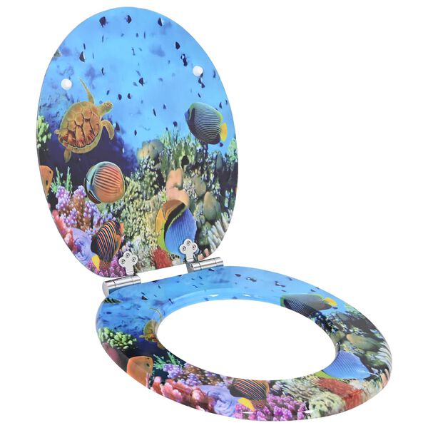 vidaXL Soft-Close Toilet Seat Deep Sea Blue 44 x 38 cm MDF board