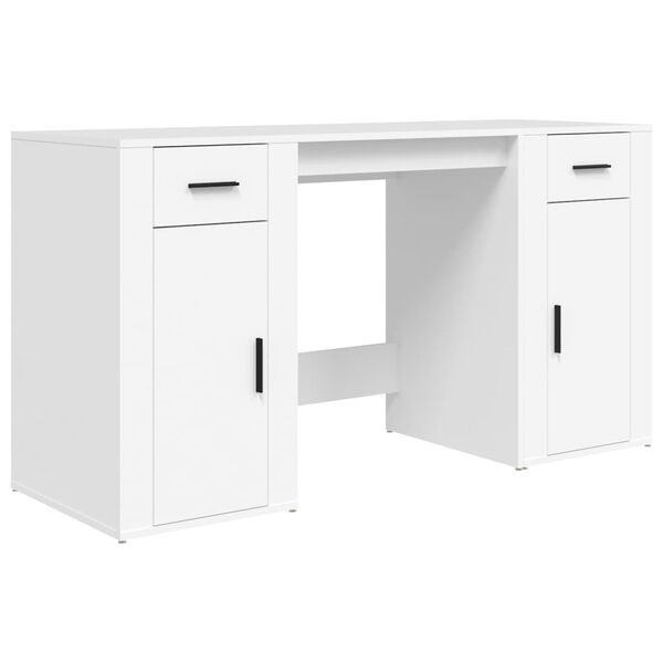 vidaXL Desk with Cabinet White Engineered Wood