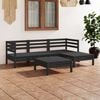 vidaXL 5 Piece Garden Lounge Set Solid Pinewood Black