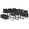 vidaXL 11 Piece Garden Dining Set with Cushions Black Poly Rattan