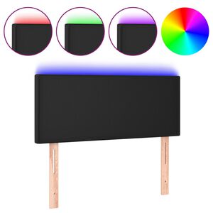 vidaXL LED Headboard Black 100 cm Faux Leather