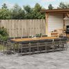 vidaXL 17 Piece Garden Dining Set with Cushions Grey Poly Rattan