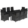 vidaXL 9 Piece Garden Dining Set with Cushions Black Poly Rattan