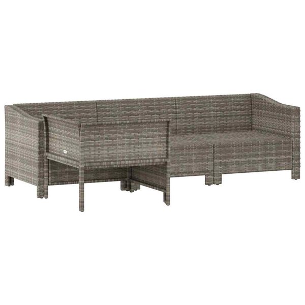 vidaXL 4 Piece Garden Lounge Set with Cushions Grey Poly Rattan