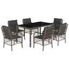 vidaXL 7 Piece Garden Dining Set with Cushions Grey Poly Rattan
