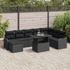 vidaXL Garden Sofa Set with Cushion 9 pcs Black Poly rattan
