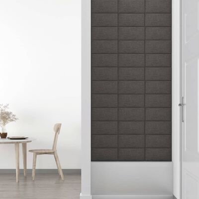 vidaXL Wall Panels 12 pcs Dark Grey 30x15 cm Fabric 0.54 m²