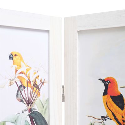 vidaXL 5-Panel Room Divider White 175x165 cm Bird