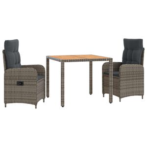 vidaXL Outdoor Dining Set 3 pcs Light Grey and Dark Grey