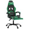vidaXL Swivel Gaming Chair with Footrest Black&Green Faux Leather