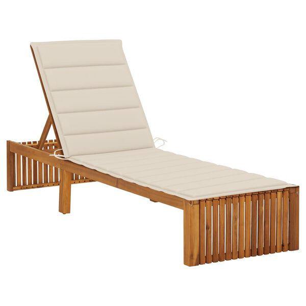 vidaXL Sun Lounger with Cushion Solid Acacia Wood