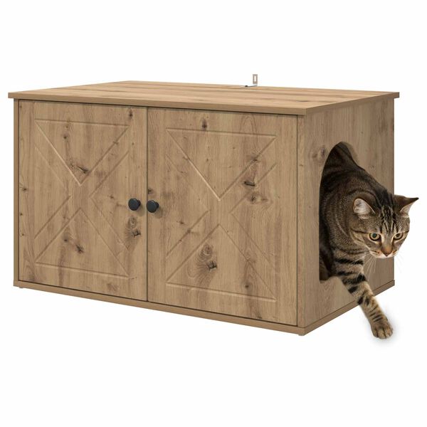 vidaXL Cat House Artisian Oak 85 x 55 x 50 cm Engineered Wood