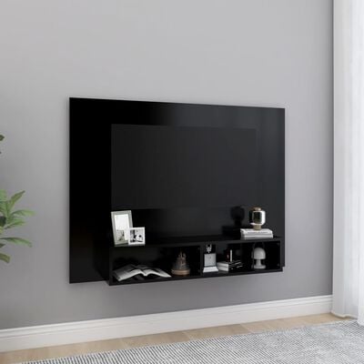 vidaXL Wall TV Cabinet Black 120x23.5x90 cm Engineered Wood