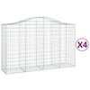 vidaXL Arched Gabion Baskets 4 pcs 200x50x120/140 cm Galvanised Iron