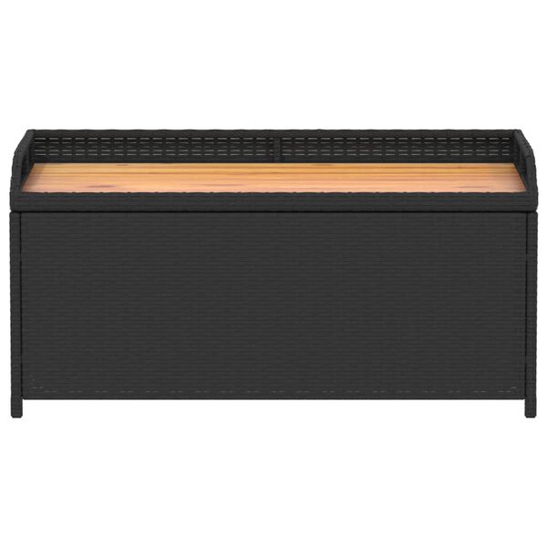 vidaXL Storage Bench Black 100x50x52 cm Poly Rattan and Acacia Wood