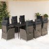 vidaXL 9 Piece Garden Dining Set with Cushions Grey Poly Rattan