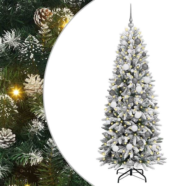vidaXL Artificial Christmas Tree with 300 LEDs with Stand White 180 cm