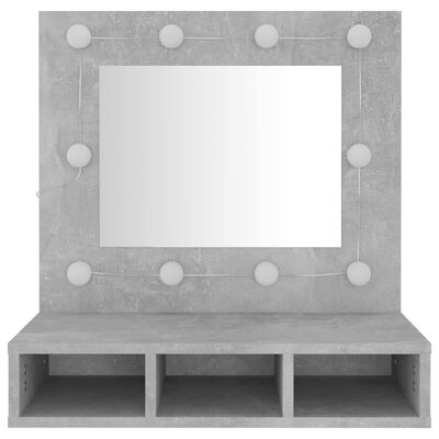 vidaXL Mirror Cabinet with LED Concrete Grey 60x31.5x62 cm