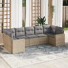 vidaXL 7 Piece Garden Sofa Set with Cushions Beige Poly Rattan
