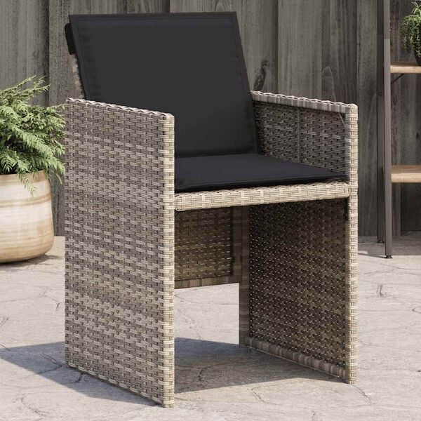 vidaXL Garden Chairs with Cushions 4 pcs Light Grey Poly Rattan