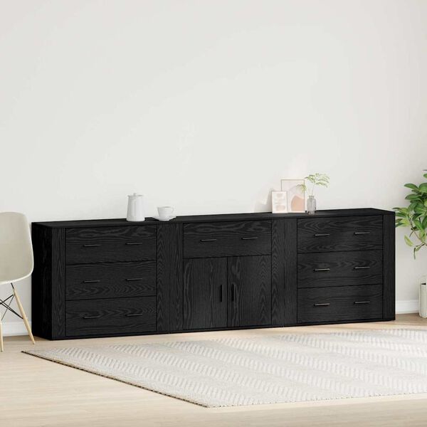 vidaXL Sideboard Black Oak 240 x 33 x 70 cm Engineered wood