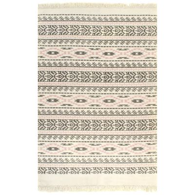 vidaXL Kilim Rug Cotton 120x180 cm with Pattern Grey/Pink