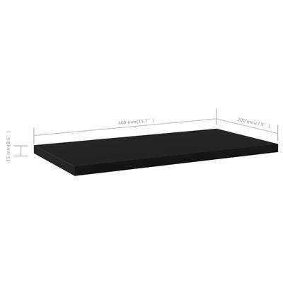 vidaXL Bookshelf Boards 8 pcs Black 40x20x1.5 cm Engineered Wood
