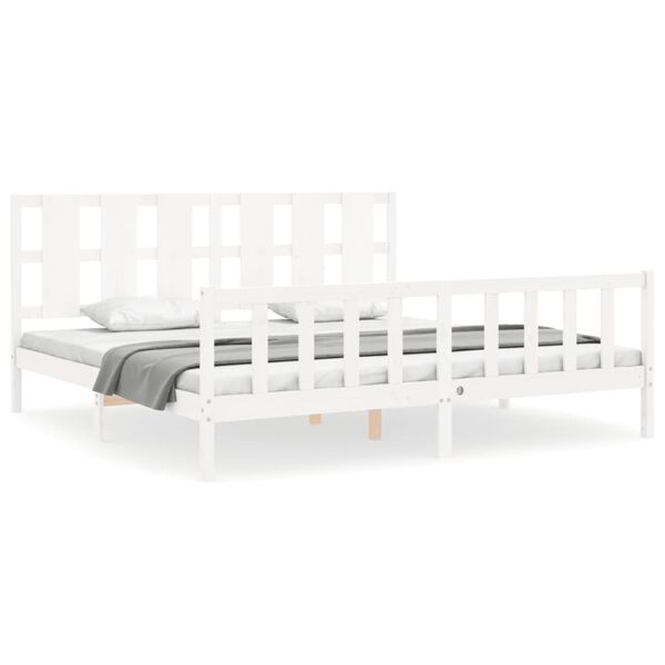 vidaXL Bed Frame without Mattress White Solid Wood Pine
