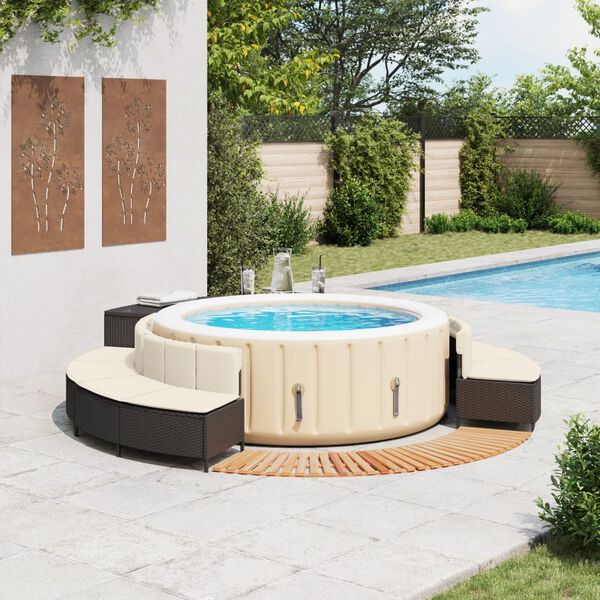 vidaXL Hot Tub Surround Black Poly Rattan and Solid Wood Acacia