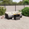 vidaXL 7 Piece Garden Sofa Set with Cushions Black Poly Rattan