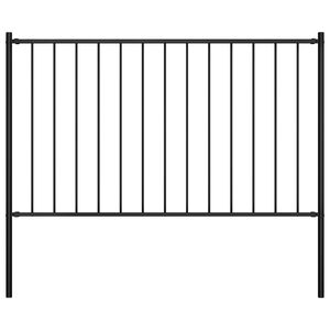 vidaXL Fence Panel with Posts Powder-coated Steel 1.7x1 m Black