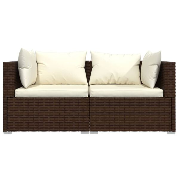 vidaXL 3 Piece Garden Lounge Set with Cushions Brown Poly Rattan