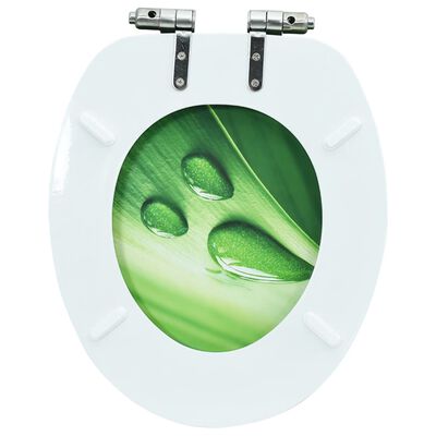 vidaXL WC Toilet Seat with Soft Close Lid MDF Green Water Drop Design