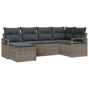 vidaXL Sofa Set 6 pcs Grey Poly Rattan