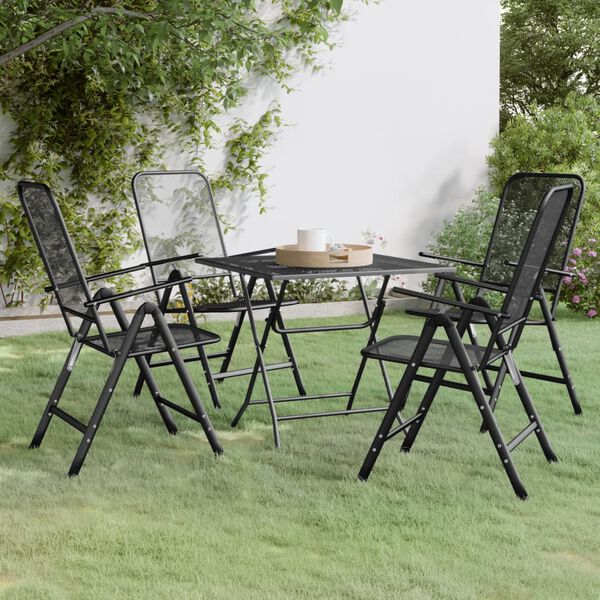 vidaXL 5 Piece Garden Dining Set Expanded Metal Mesh Anthracite