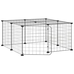 vidaXL 12-Panel Pet Cage with Door Black 35x35 cm Steel
