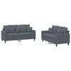 vidaXL 2 Piece Sofa Set with Cushions Dark Grey Velvet