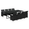 vidaXL 9 Piece Garden Dining Set with Cushions Poly Rattan Black