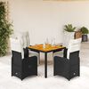 vidaXL 5 Piece Garden Bistro Set with Cushions Black Poly Rattan