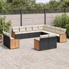 vidaXL 13 Piece Garden Sofa Set with Cushions Black Poly Rattan